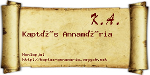 Kaptás Annamária névjegykártya